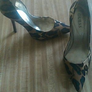Guess leopard print high heels